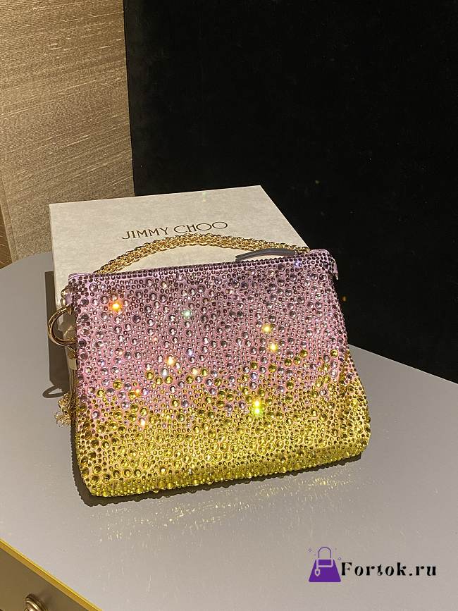 Fortok Jimmy Choo Beaded Clutch Bag Yellow 26×20×3cm - 1