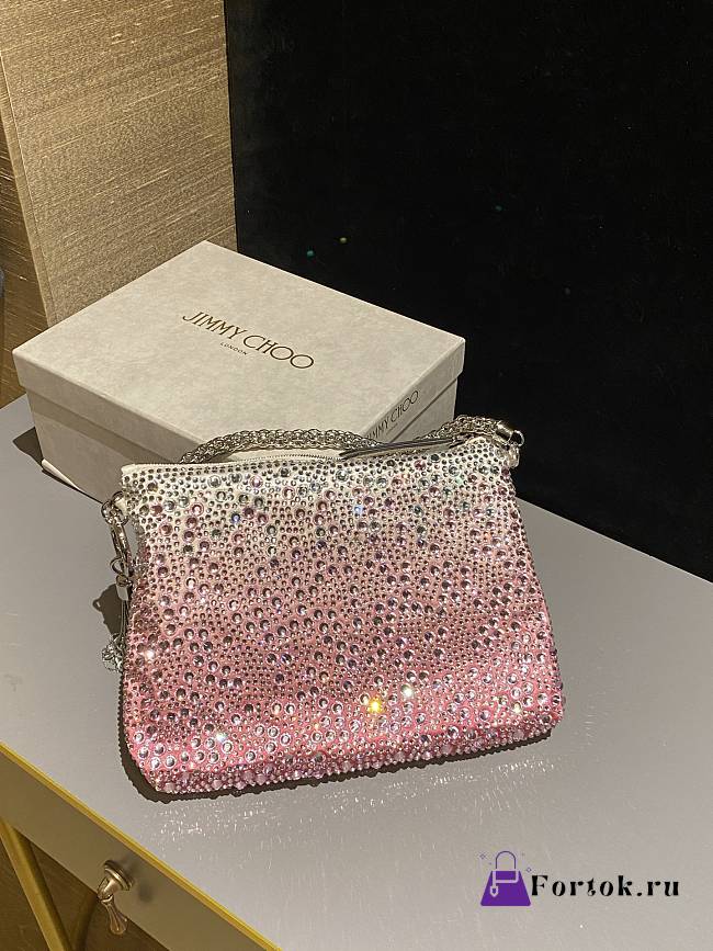 Fortok Jimmy Choo Beaded Clutch Bag Pink 26×20×3cm - 1