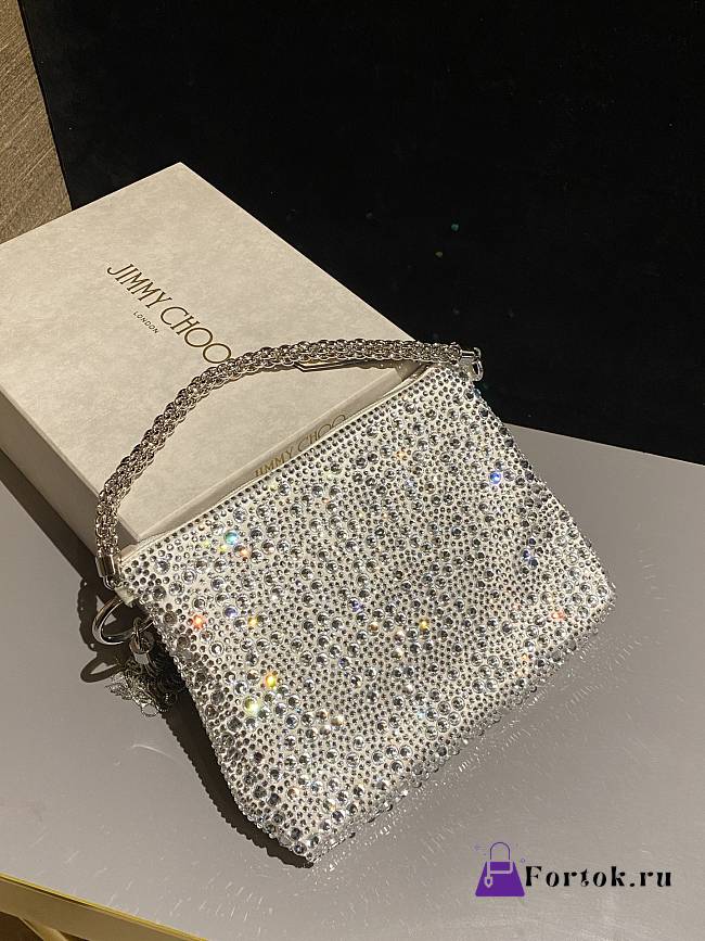Fortok Jimmy Choo Beaded Clutch Bag White 26×20×3cm - 1