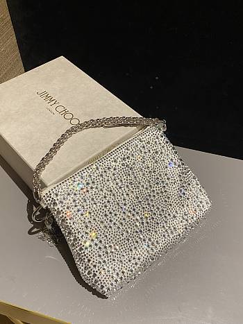 Fortok Jimmy Choo Beaded Clutch Bag White 26×20×3cm