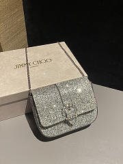 Fortok Jimmy Choo London glitter crossbody bag Silver 17.5x13x5cm - 1