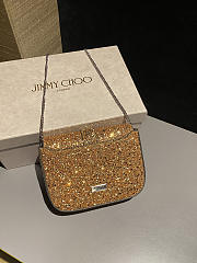 Fortok Jimmy Choo London glitter crossbody bag Gold 17.5x13x5cm - 4