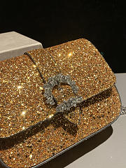 Fortok Jimmy Choo London glitter crossbody bag Gold 17.5x13x5cm - 2