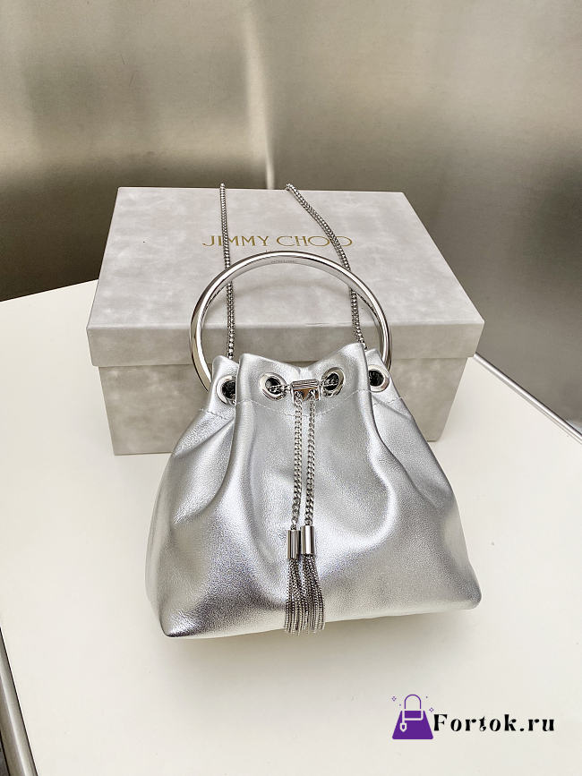 Fortok Jimmy Choo Bun Bun Bag Silver 16x16x9cm - 1