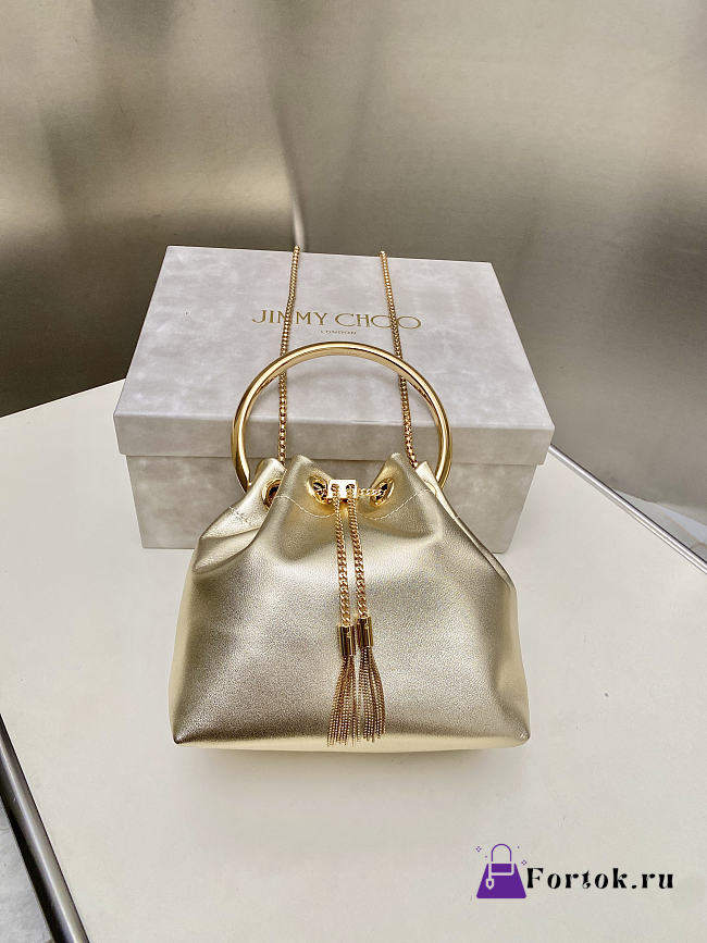 Fortok Jimmy Choo Bun Bun Bag Gold 16x16x9cm - 1