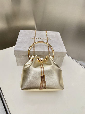 Fortok Jimmy Choo Bun Bun Bag Gold 16x16x9cm