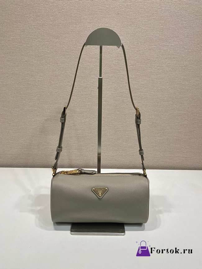 Fortok Prada Arqué leather shoulder bag Grey 22x9x7.5cm - 1