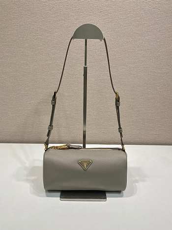 Fortok Prada Arqué leather shoulder bag Grey 22x9x7.5cm