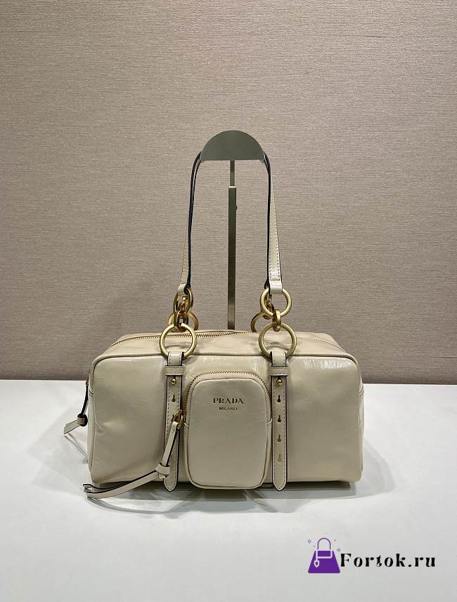 Fortok Prada Dangle Mini leather top-handle bag Ivory 30x14x13.5cm - 1