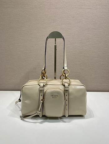 Fortok Prada Dangle Mini leather top-handle bag Ivory 30x14x13.5cm