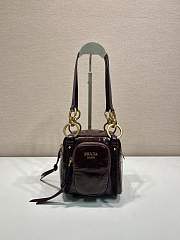 Fortok Prada Dangle Mini leather top-handle bag Burgundy 14x14x13.5cm - 1