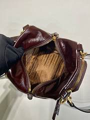 Fortok Prada Dangle Mini leather top-handle bag Burgundy 14x14x13.5cm - 6
