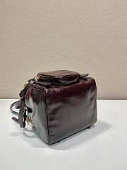 Fortok Prada Dangle Mini leather top-handle bag Burgundy 14x14x13.5cm - 5