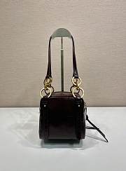 Fortok Prada Dangle Mini leather top-handle bag Burgundy 14x14x13.5cm - 2