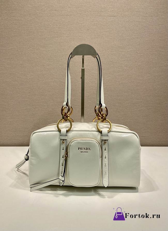 Fortok Prada Dangle Mini leather top-handle bag White 30x14x13.5cm - 1
