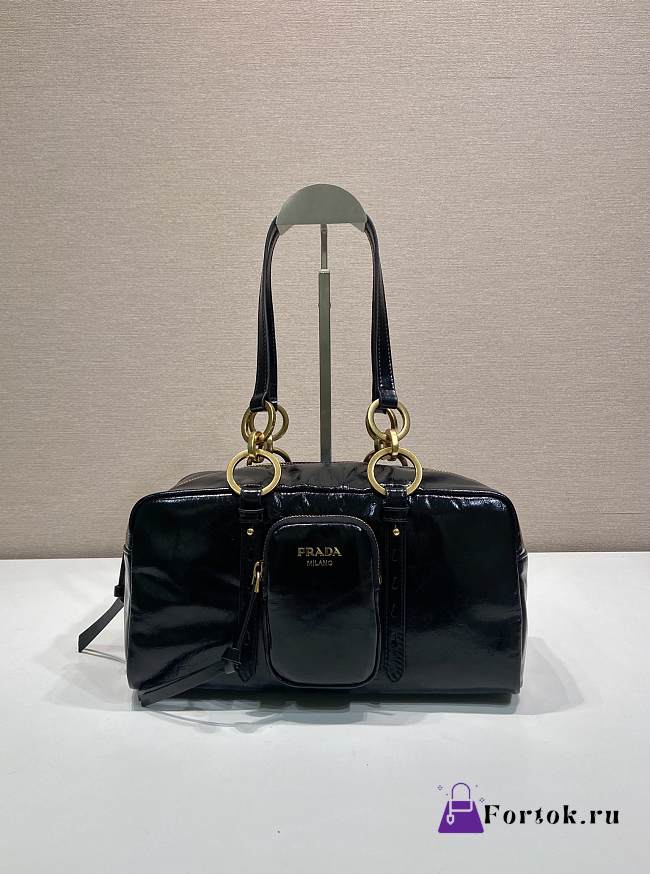 Fortok Prada Dangle Mini leather top-handle bag Black 30x14x13.5cm - 1