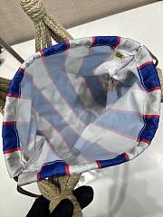 Fortok Prada Noue Cotton Macrame Bag Blue Stripe 30x37cm - 6