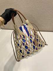 Fortok Prada Noue Cotton Macrame Bag Blue Stripe 30x37cm - 4