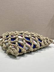 Fortok Prada Noue Cotton Macrame Bag Blue Stripe 30x37cm - 3