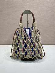 Fortok Prada Noue Cotton Macrame Bag Blue Stripe 30x37cm - 2