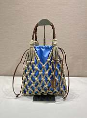 Fortok Prada Noue Cotton Macrame Bag Blue 30x37cm - 1