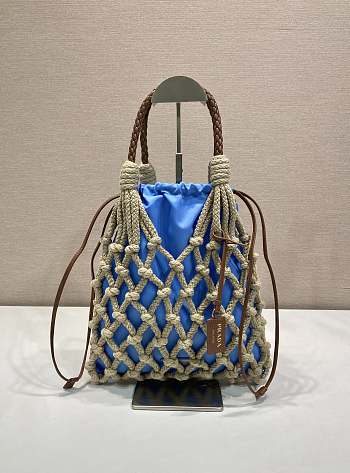 Fortok Prada Noue Cotton Macrame Bag Blue 30x37cm