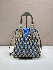 Fortok Prada Noue Cotton Macrame Bag Blue 30x37cm - 5