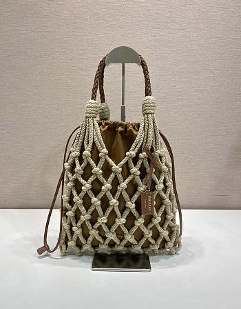 Fortok Prada Noue Cotton Macrame Bag Brown 30x37cm