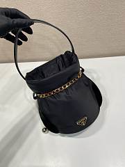 Fortok Prada Petit Sac Noir mini re-nylon Bucket Bag Black 14x20x15cm - 6