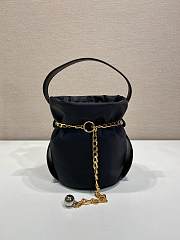 Fortok Prada Petit Sac Noir mini re-nylon Bucket Bag Black 14x20x15cm - 2