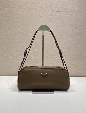 Fortok Prada leather shoulder bag Brown 28x11.5x10cm
