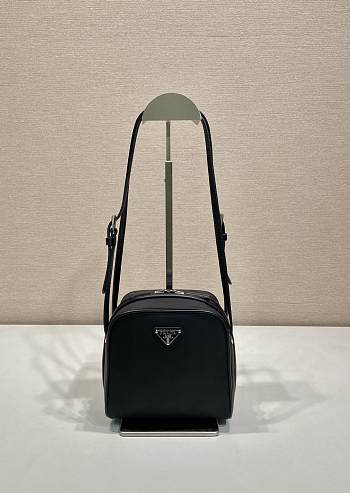 Fortok Prada leather shoulder bag Black 15x14x11cm