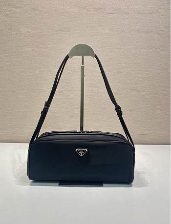 Fortok Prada leather shoulder bag Black 28x11.5x10cm
