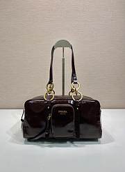 Fortok Prada Dangle Mini leather top-handle bag Burgundy 30x14x13.5cm - 1