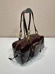 Fortok Prada Dangle Mini leather top-handle bag Burgundy 30x14x13.5cm - 2