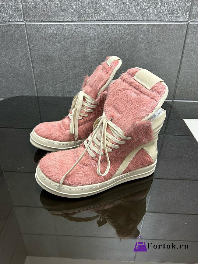 Fortok Rick Owens GeoBasket Cow Fur high-top sneakers Pink - 1