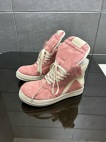 Fortok Rick Owens GeoBasket Cow Fur high-top sneakers Pink