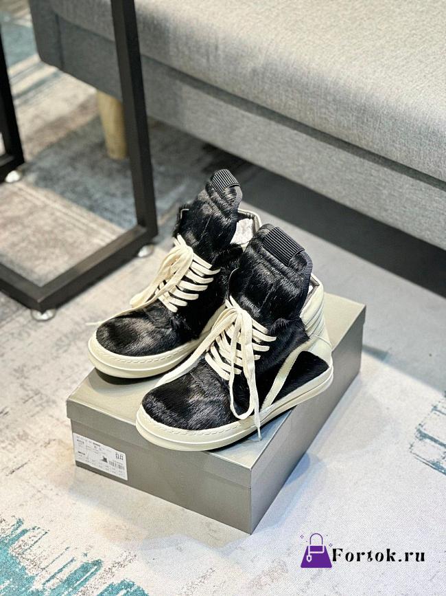 Fortok Rick Owens GeoBasket Cow Fur high-top sneakers Black - 1