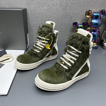 Fortok Rick Owens GeoBasket Cow Fur high-top sneakers Green