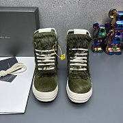 Fortok Rick Owens GeoBasket Cow Fur high-top sneakers Green - 3