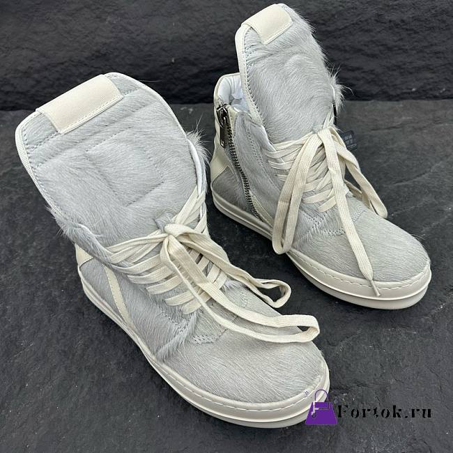 Fortok Rick Owens GeoBasket Cow Fur high-top sneakers Grey - 1
