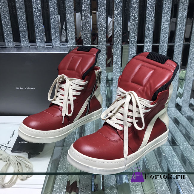 Fortok Rick Owens GeoBasket Leather high-top sneakers Red - 1