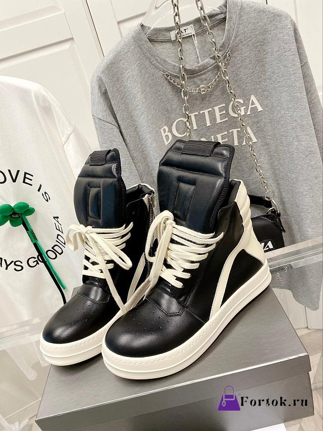 Fortok Rick Owens GeoBasket Leather high-top sneakers Black - 1