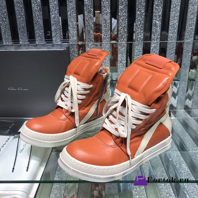 Fortok Rick Owens GeoBasket Leather high-top sneakers Orange - 1