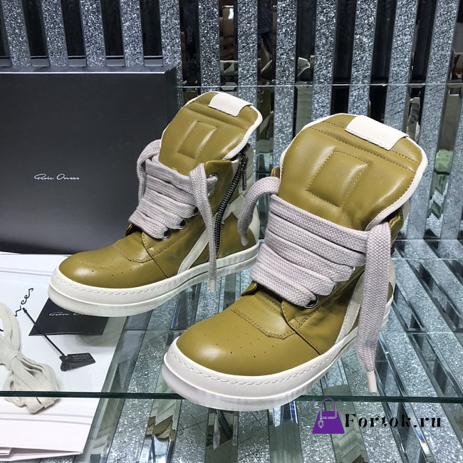 Fortok Rick Owens GeoBasket Leather high-top sneakers Olive Green - 1