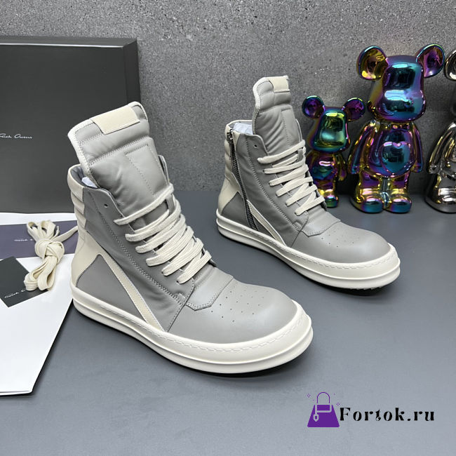 Fortok Rick Owens GeoBasket Leather high-top sneakers Grey - 1
