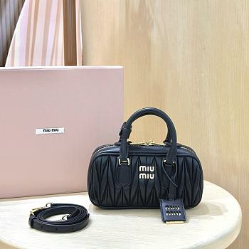 Fortok Miu Miu Arcadie Matelassé Nappa Leather Mini-bag Black 19x10x5cm