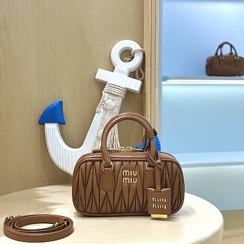 Fortok Miu Miu Arcadie Matelassé Nappa Leather Mini-bag Brown 19x10x5cm