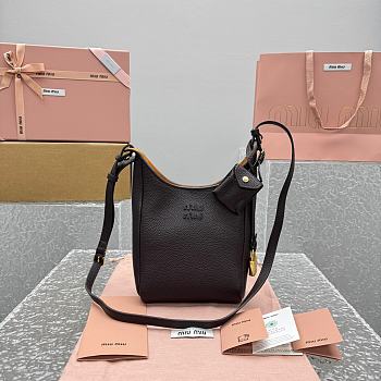 Fortok Miu Miu leather bucket bag Chocolate dark brown 16x8x25cm