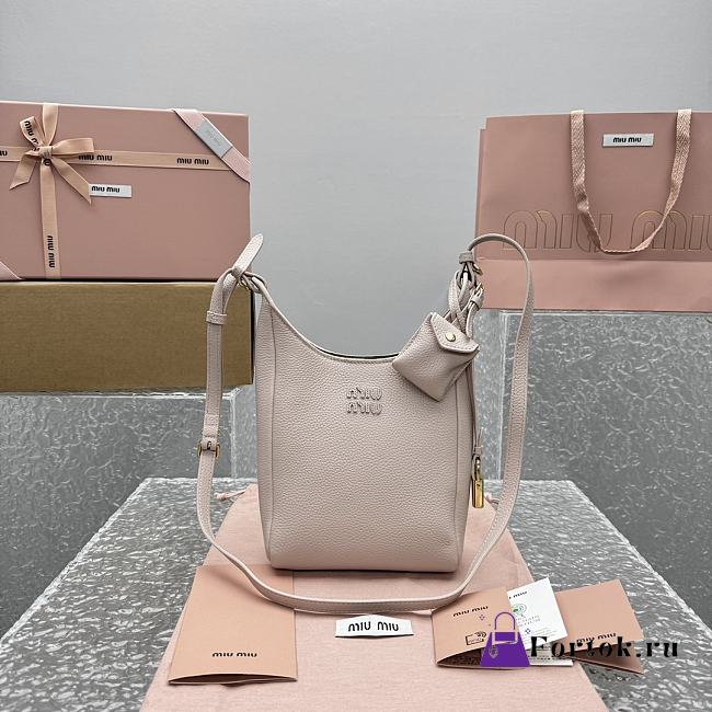 Fortok Miu Miu leather bucket bag Beige Pink 16x8x25cm - 1